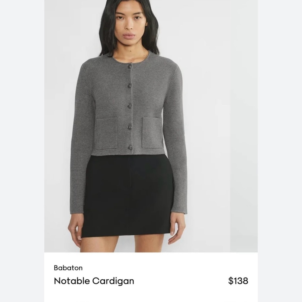 Aritzia Babaton Gray Button-Up Cardigan